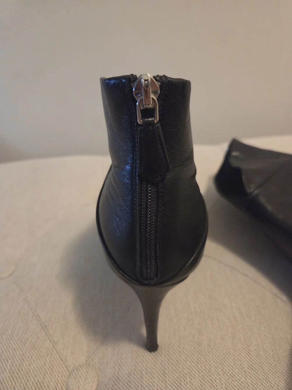 Women's Black Pointed Leather Ankle Booties with Stiletto Heel Made In ITALY.